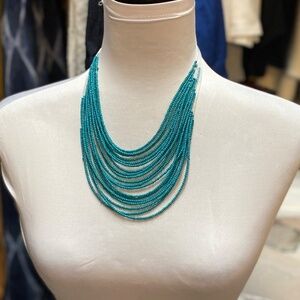 New Blue Beaded Multi Strand Necklace